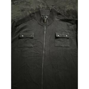 Mens Synergy Black Full Zip Cardigan Sweater With Pockets 5X